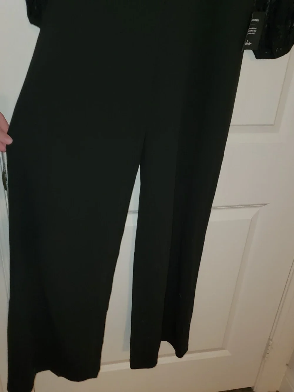 Lulu's, M,  Black Long-Sleeve Lace Jumpsuit with Nude Bodice